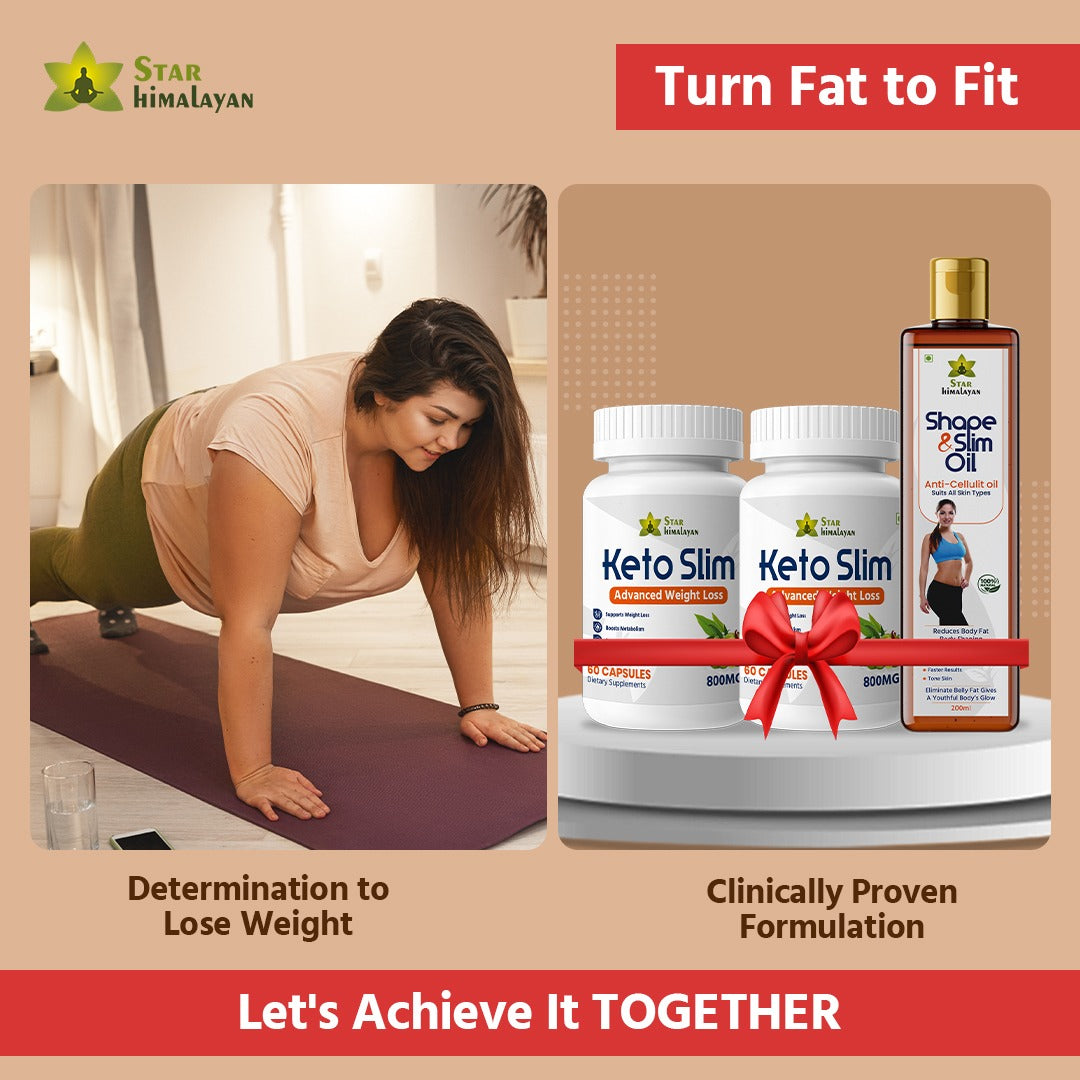 Advance Slimming Complex - Keto Slim Capsule with Shape & Slim Oil (Buy 2 Keto Get 1 Oil Free)
