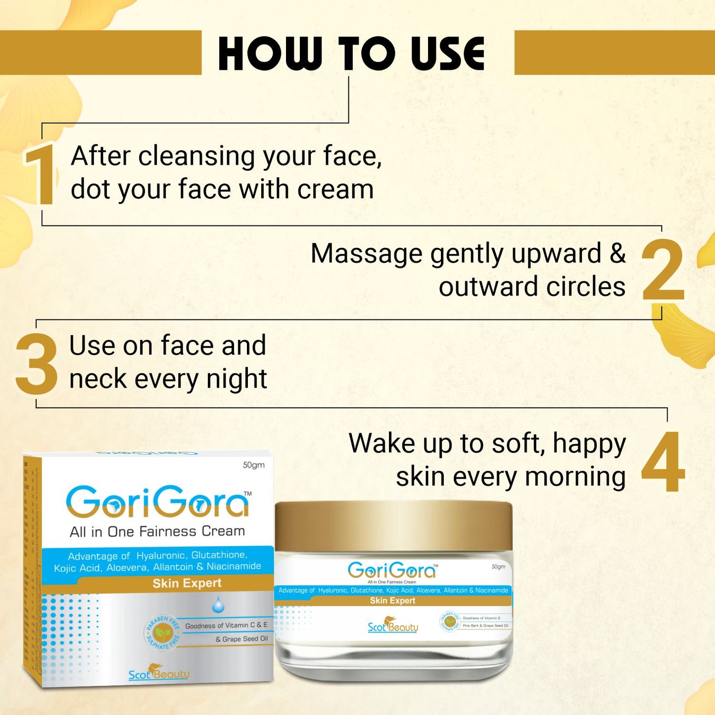Gori Gora All In One Fairness Cream For Skin Brightening & Whitening - 50gm