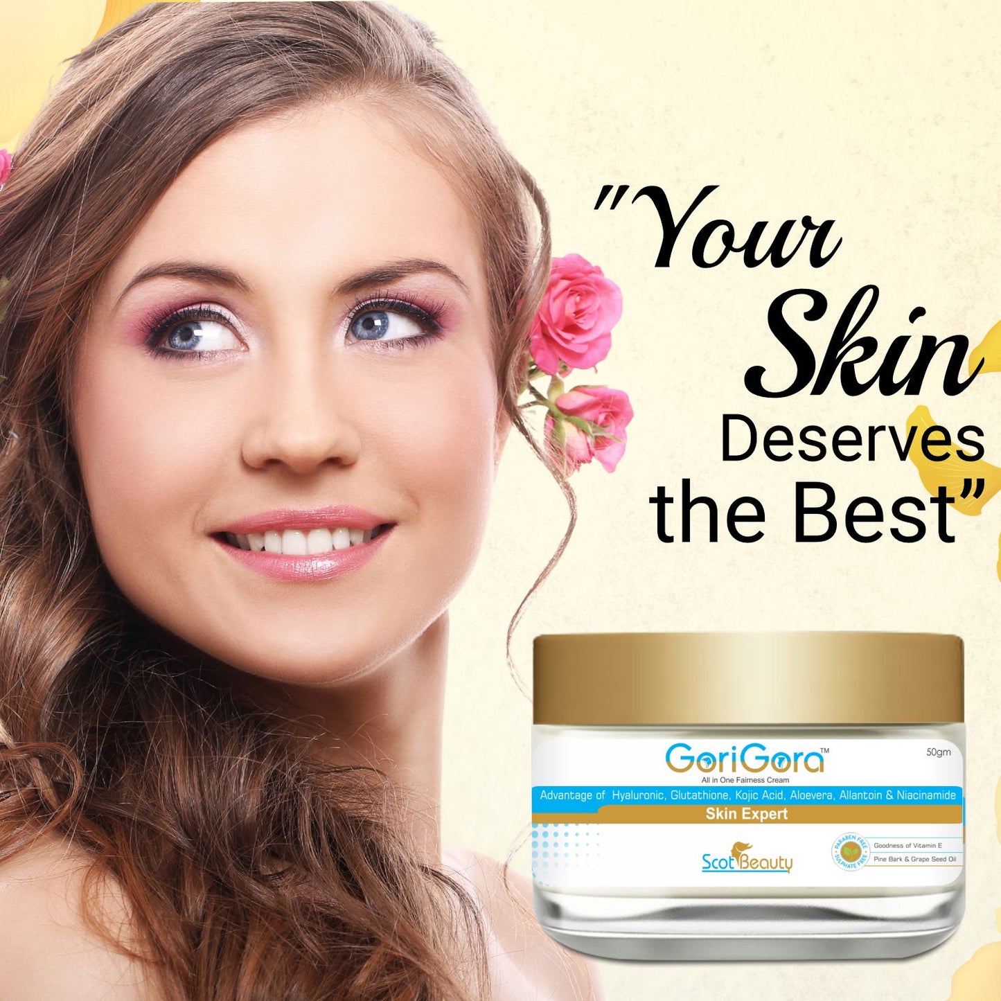 Gori Gora All In One Fairness Cream For Skin Brightening & Whitening - 50gm