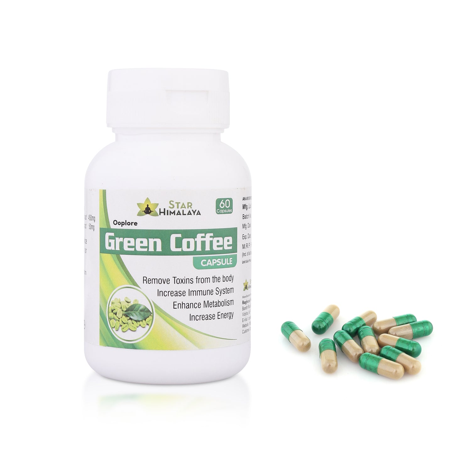 Green Coffee With Green Tea for Weight Loss 500mg - 60 Capsules