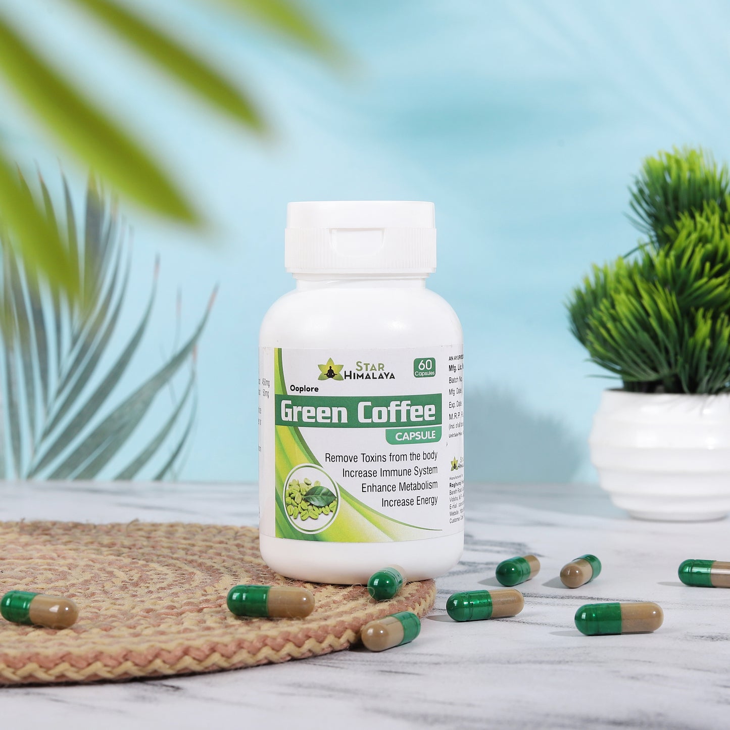 Green Coffee With Green Tea for Weight Loss 500mg - 60 Capsules