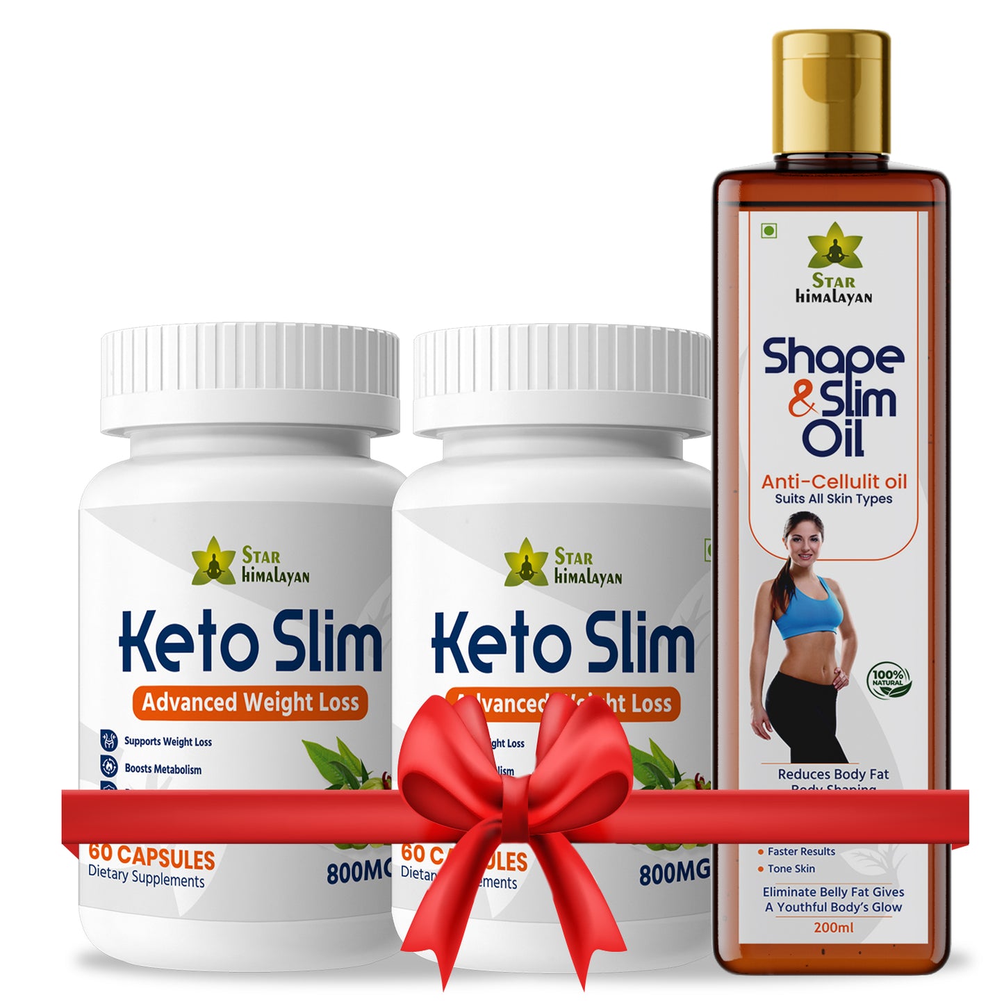 Advance Slimming Complex - Keto Slim Capsule with Shape & Slim Oil (Buy 2 Keto Get 1 Oil Free)