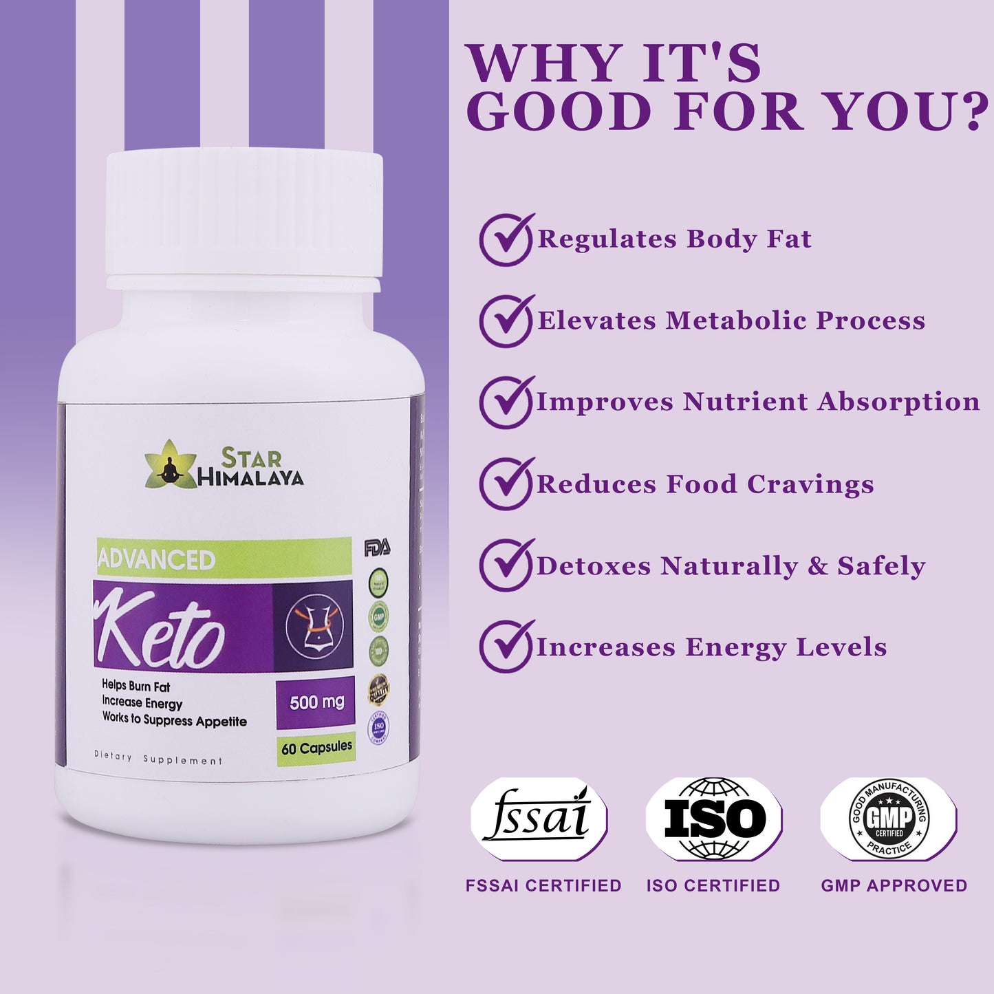 Advanced Keto 500mg 8-Herbs Formulated - 60 Capsules